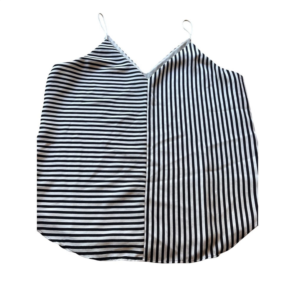 Express Striped V-Neck Cami Top Black White Vertical Horizontal Size L